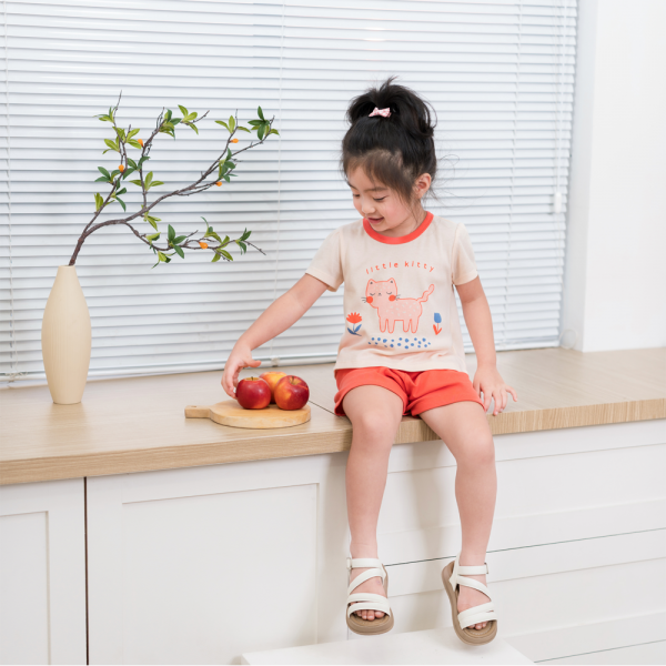 Bộ bé gái ngắn Animo Easy LU0325012 (1-4Y,Kem-hồng, TT02)