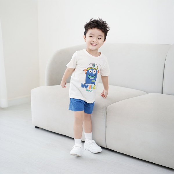 Bộ bé trai ngắn Animo Easy HN0225034 (1-4Y,Kem-dương,NN02)