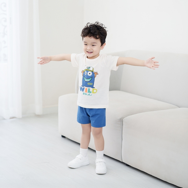 Bộ bé trai ngắn Animo Easy HN0225034 (1-4Y,Kem-dương,NN02)