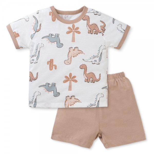 Bộ bé trai ngắn Animo Easy HN0325040 (1-4Y,Trắng-lá,NN03)