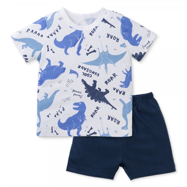 Bộ bé trai ngắn Animo Easy HN0325040 (1-4Y,Trắng-lá,NN03)