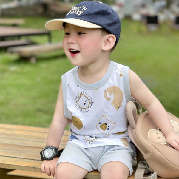 Bộ bé trai sát nách Animo Easy HN0325008 (1-4Y,Trắng-biển,NN03)