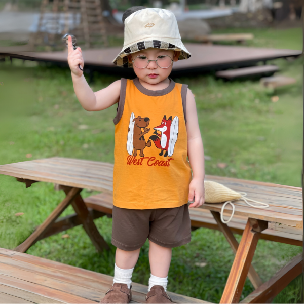 Bộ bé trai ngắn Animo Easy HN0225031 (1-4Y,Vàng-nâu,TT02)