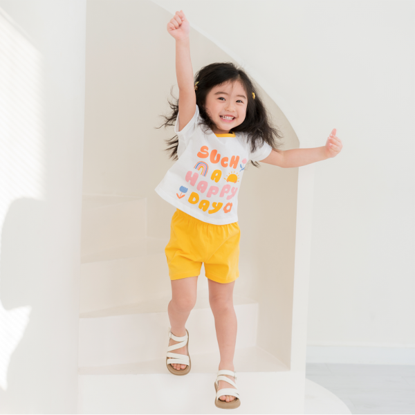 Bộ bé gái ngắn Animo Easy TX0325019 (1-4Y,Trắng-vàng,TT02)