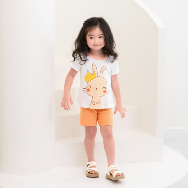 Bộ bé gái lửng Animo Easy LU0325013 (1-4Y,Trắng-cam,TT02)