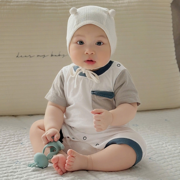 Bodysuit bé trai đùi Animo KK0325051-CC013 (0-12M,Trắng- Xám,NN02)