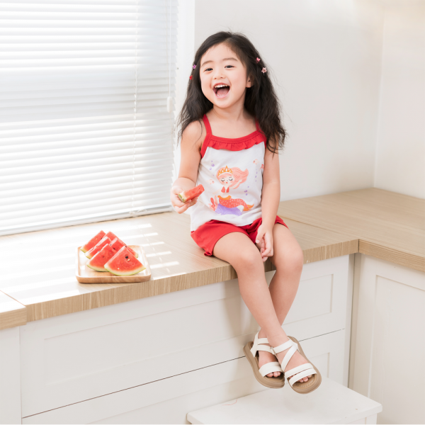 Bộ bé gái ngắn Animo Easy TX0325023 (1-4Y,Trắng-đỏ,TT02)