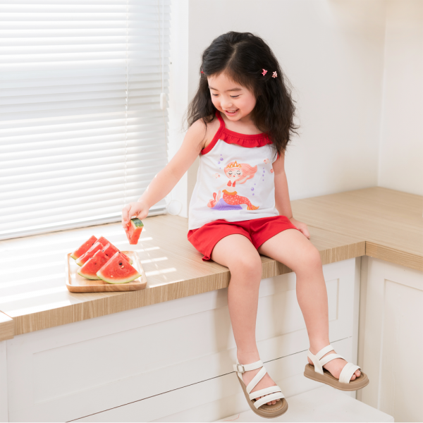 Bộ bé gái ngắn Animo Easy TX0325023 (1-4Y,Trắng-đỏ,TT02)