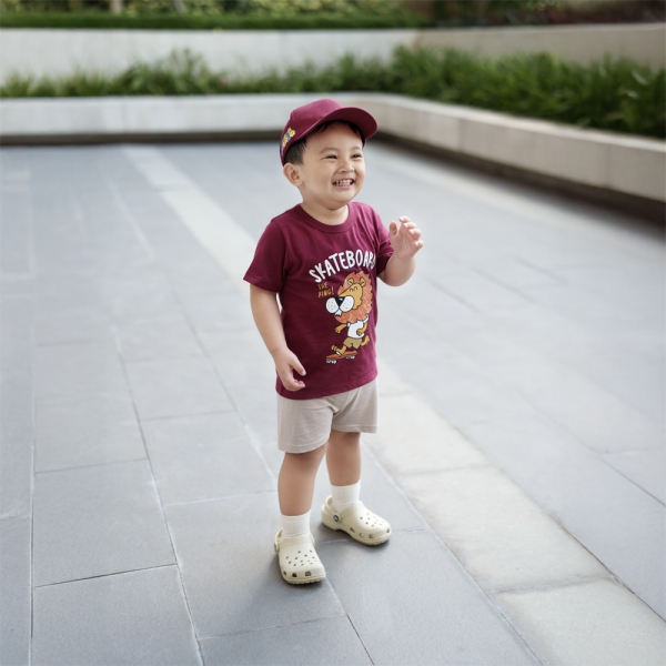 Bộ bé trai ngắn Animo Easy HN0325038 (1-4Y,Đỏ-be,DD02)