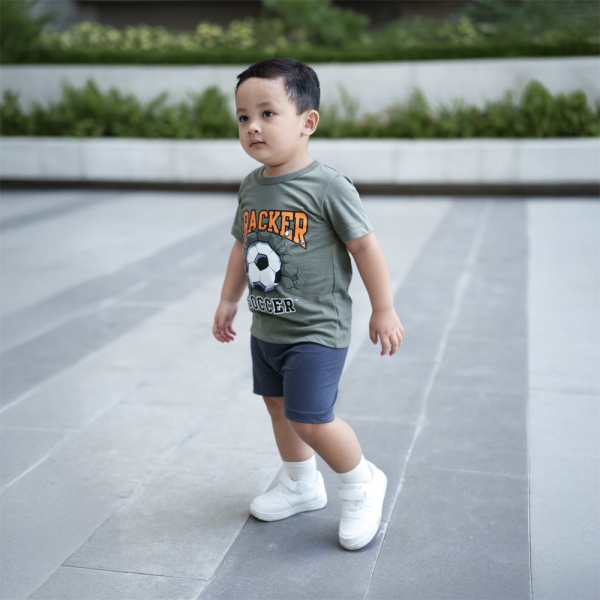 Bộ bé trai ngắn Animo Easy HN0325047 (1-4Y,Lá-xám,TT02)