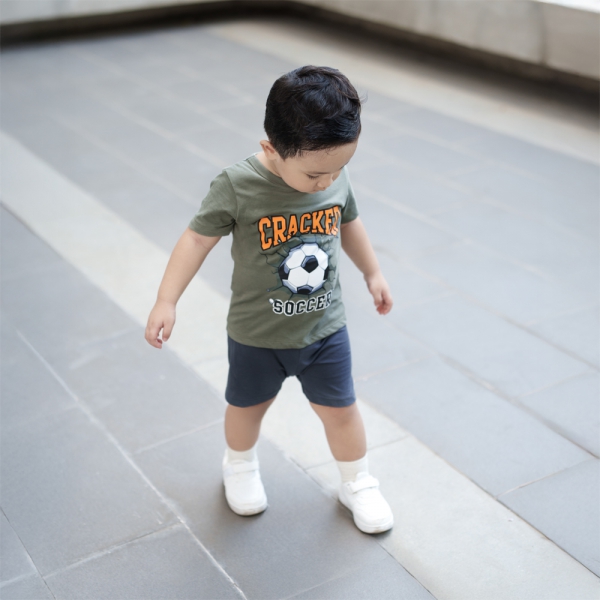 Bộ bé trai ngắn Animo Easy HN0325047 (1-4Y,Lá-xám,TT02)