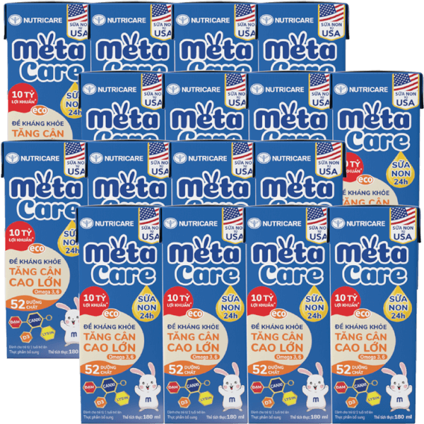 Combo 4 Sữa dinh dưỡng pha sẵn MetaCare Eco 180ml, Lốc 4 hộp (Từ 1 tuổi)