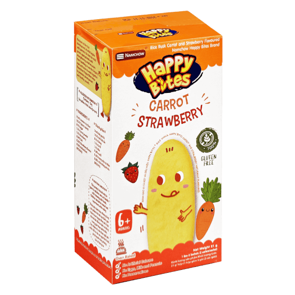 Bánh gạo Happy Bite Vị Carrot và Dâu 21g