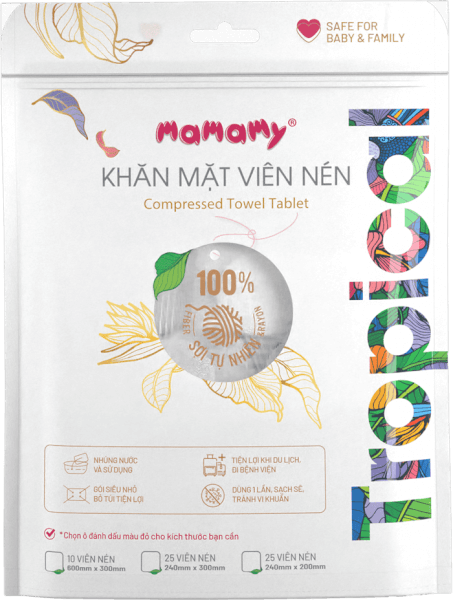 Khăn mặt viên nén Mamamy Tropical 25 viên (240x200mm)