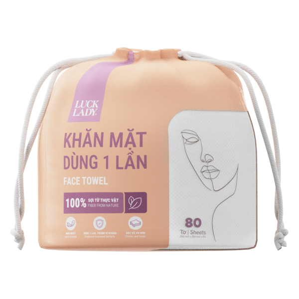 Khăn mặt dùng một lần Luck Lady 80 tờ (túi rút tròn)