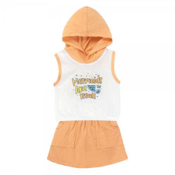 Bộ bé gái ngắn BST Aloha Animo TX0525066 (1-6Y,Trắng-cam,TT02)