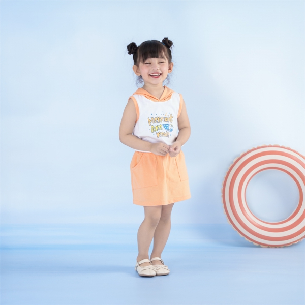 Bộ bé gái ngắn BST Aloha Animo TX0525066 (1-6Y,Trắng-cam,TT02)