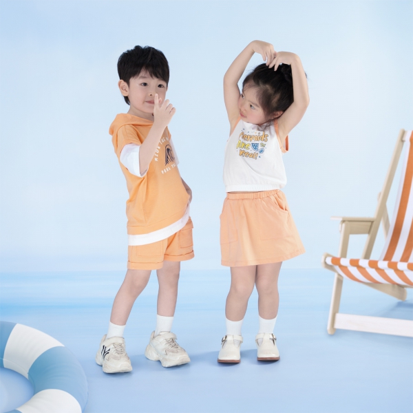 Bộ bé gái ngắn BST Aloha Animo TX0525066 (1-6Y,Trắng-cam,TT02)