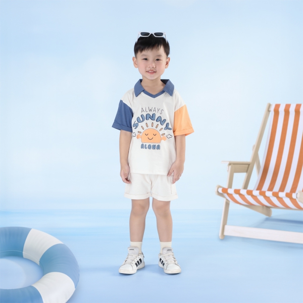 Bộ bé trai áo tay ngắn quần ngắn aloha Animo (1-6Y) HN0625004