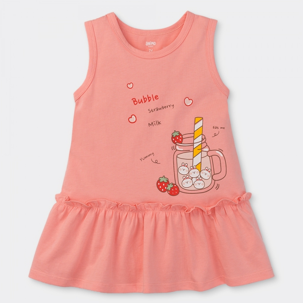 Đầm bé gái Animo Easy LU0525033 (1-4Y,Hồng đào,TT02)