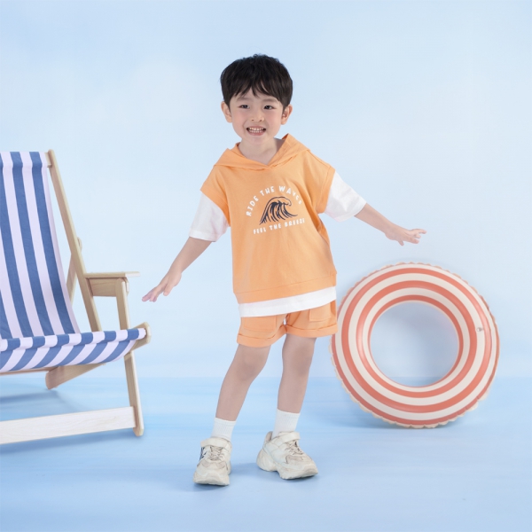 Bộ bé trai ngắn có nón Bst Aloha Animo HN0625008 (1-6Y,Cam,TT02)