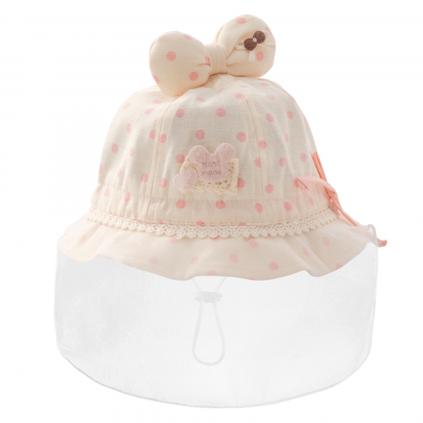 Nón vành tròn khăn voan bé gái 0-12M Animo A2503_MN012 (46cm,Hồng)