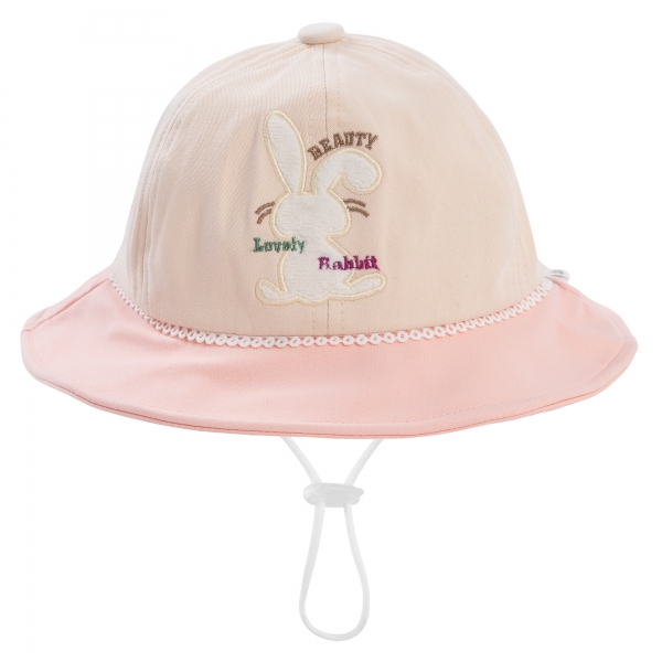 Nón bé gái lớn 3-6Y vành tròn Animo A2504_MN007 (52cm,Kem-Hồng)