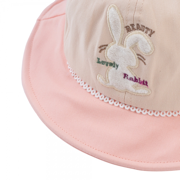 Nón bé gái lớn 3-6Y vành tròn Animo A2504_MN007 (52cm,Kem-Hồng)