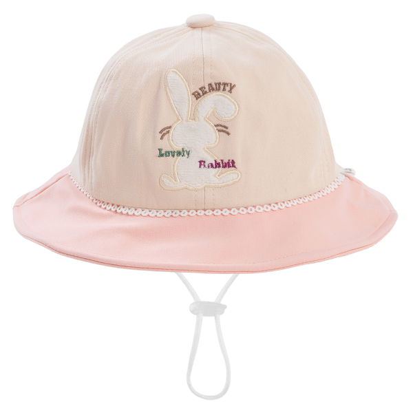 Nón bé gái lớn 3-6Y vành tròn Animo A2504_MN007 (52cm,Kem-Hồng)