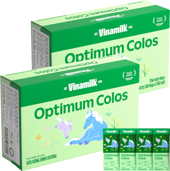 Combo 2 thùng Sữa uống dinh dưỡng Optimum Colos 180ml (Lốc 4 hộp) new