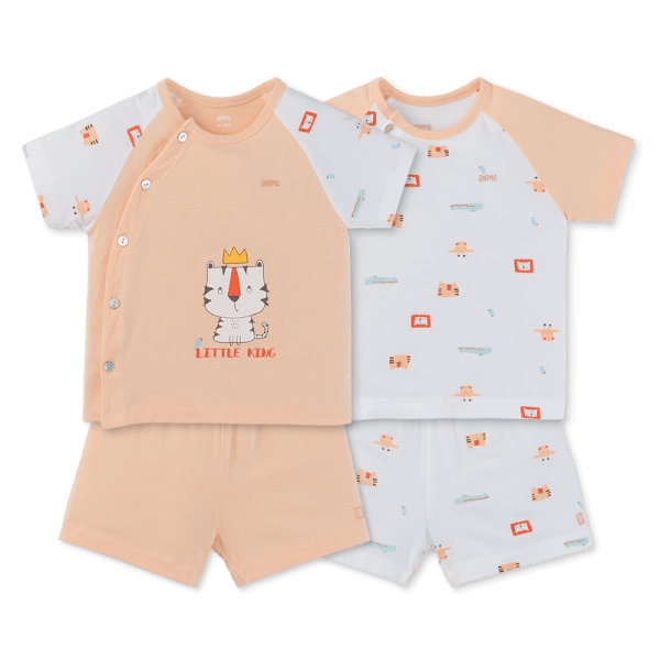 Set 2 Bộ kháng khuẩn Modal ngắn Animo BMC0525022 (0-24M,Cam-trắng,TT06)