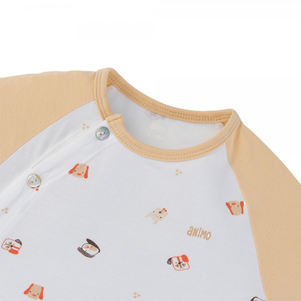 Set 2 Bộ kháng khuẩn Modal ngắn Animo BMC0525021 (0-24M,Nâu-trắng,TT06)