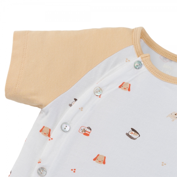 Set 2 Bộ kháng khuẩn Modal ngắn Animo BMC0525021 (0-24M,Nâu-trắng,TT06)