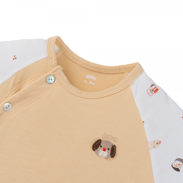 Set 2 Bộ kháng khuẩn Modal ngắn Animo BMC0525021 (0-24M,Nâu-trắng,TT06)