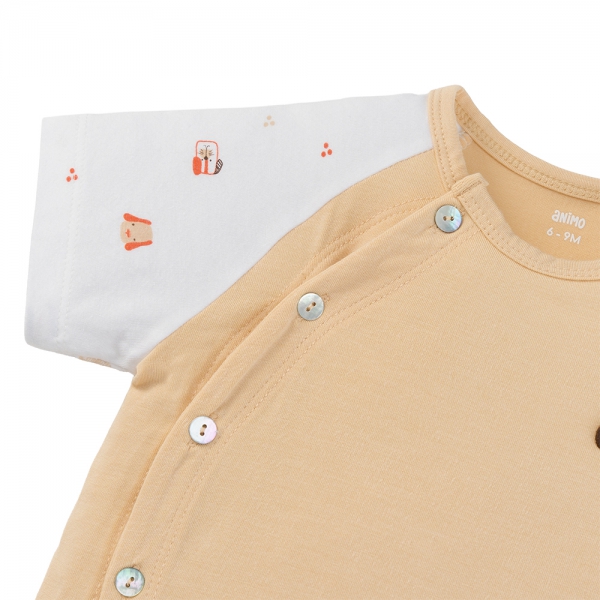 Set 2 Bộ kháng khuẩn Modal ngắn Animo BMC0525021 (0-24M,Nâu-trắng,TT06)