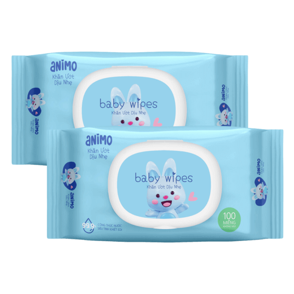 Combo 2 Khăn Ướt Dịu Nhẹ Animo không mùi (100 tờ) - Pink mom