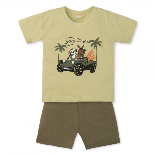 Bộ bé trai ngắn Animo Easy HN0525045 (1-4Y,Lá-lá,TT02)