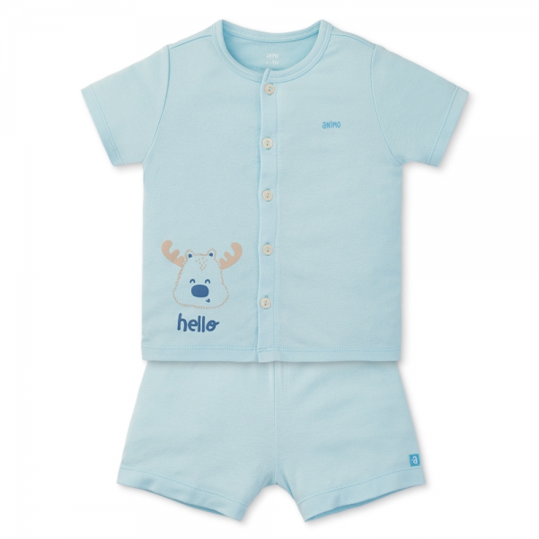 Set 2 bộ modal kháng khuẩn ngắn Animo VD0325026 (0-3M,Xanh-trắng,NN06)