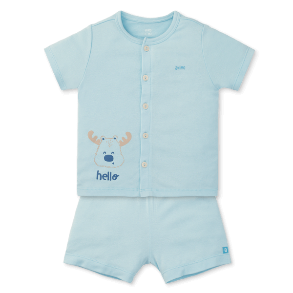 Set 2 bộ modal kháng khuẩn ngắn Animo VD0325026 (0-3M,Xanh-trắng,NN06)