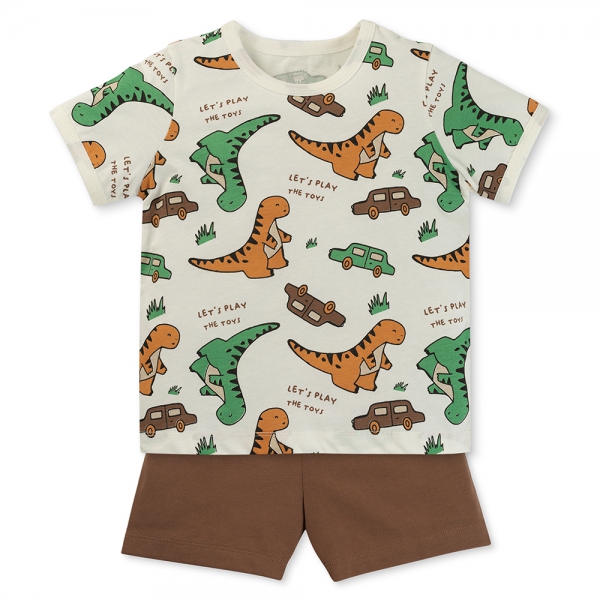 Bộ bé trai ngắn Animo Easy ST0525020 (1-4Y,Nâu-kem,DD04)