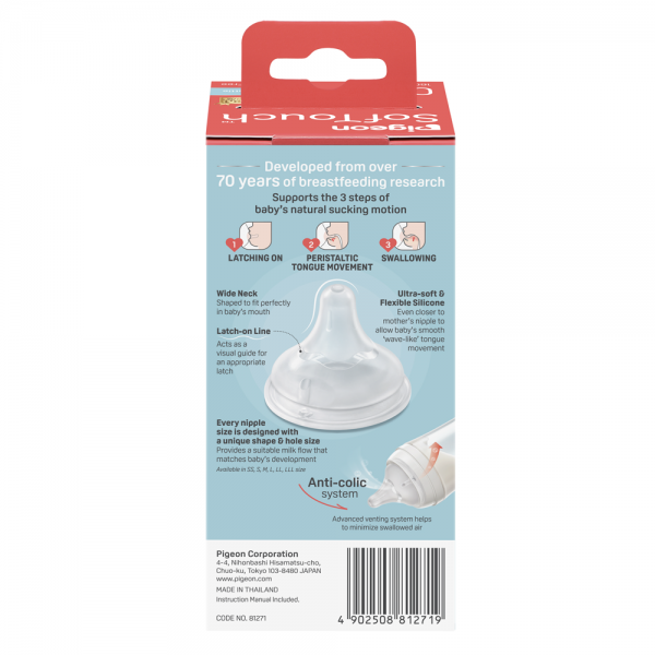 Bình Sữa Pigeon Thủy Tinh Softouch Baby Friendly World (160ml,SS)