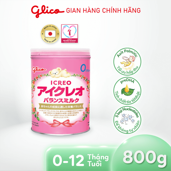 Glico Icreo Balance Milk số 0 800g (0-12 tháng)