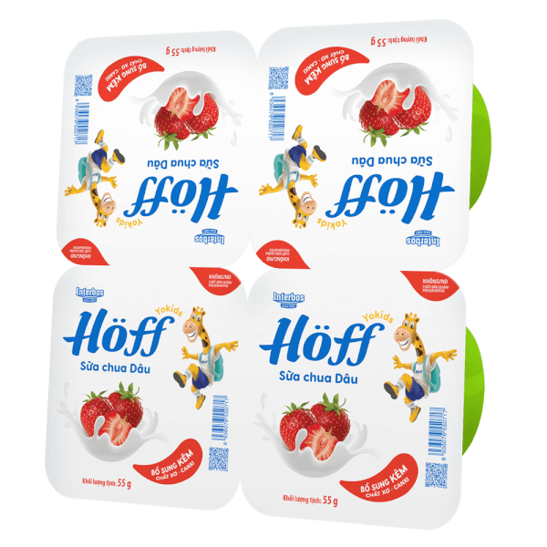 Sữa chua hoa quả Hoff  - Dâu tây (Lốc 4 hủ) (Giao mẫu ngẫu nhiên)