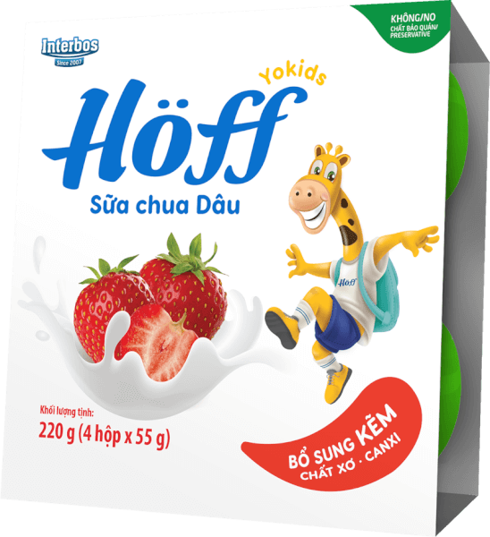 Sữa chua hoa quả Hoff  - Dâu tây (Lốc 4 hủ) (Giao mẫu ngẫu nhiên)