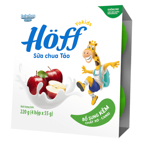 Sữa chua hoa quả Hoff - Táo (Lốc 4 hủ) (Giao mẫu ngẫu nhiên)