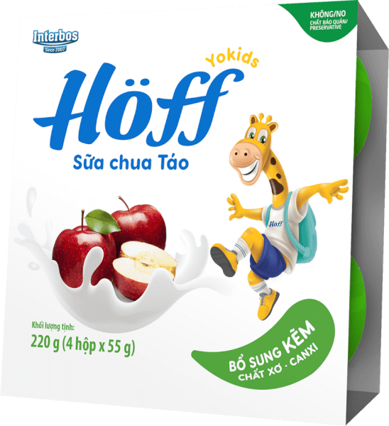 Sữa chua hoa quả Hoff - Táo (Lốc 4 hủ) (Giao mẫu ngẫu nhiên)