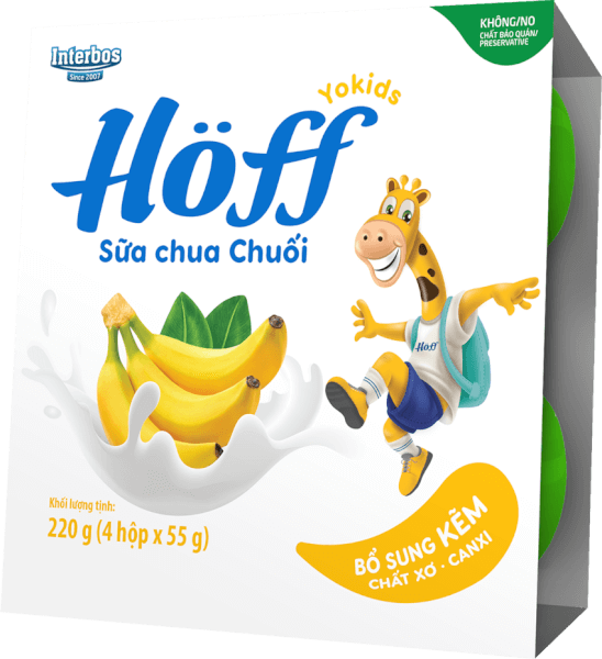 Sữa chua hoa quả Hoff  - Chuối (Lốc 4 hủ) (Giao mẫu ngẫu nhiên)