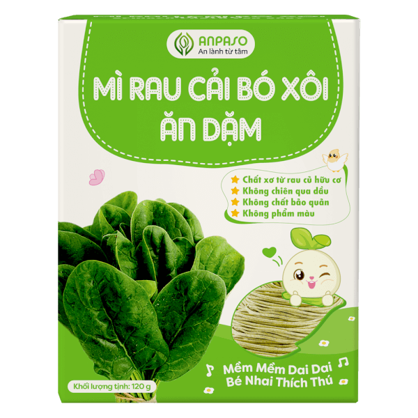 Mì cải bó xôi ăn dặm cho bé Anpaso 120g