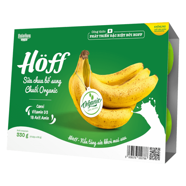 Combo 2 Sữa chua trái cây Hoff Organic Vị Chuối 6x55g