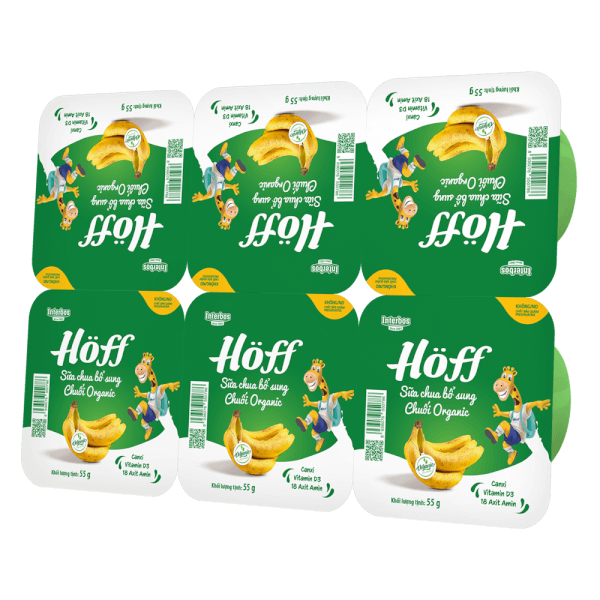Combo 2 Sữa chua trái cây Hoff Organic Vị Chuối 6x55g